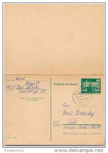 DDR P81 Postkarte Mit Antwort Gelaufen Bad Kösen - Halle 1978  Kat. 8,00 € - Postkarten - Gebraucht