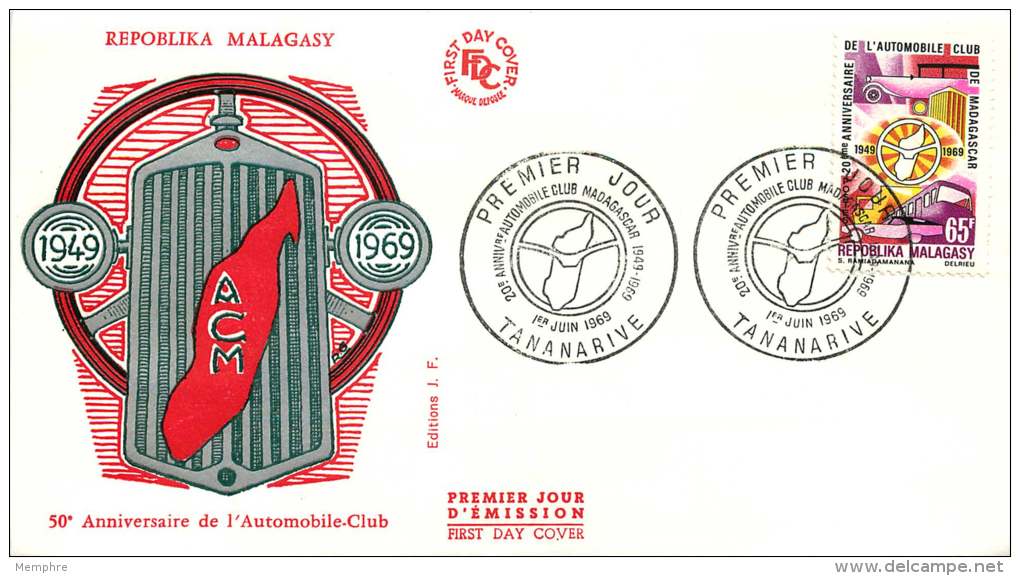 MADAGASCAR 1969  Automobile Club De Madagascar  FDC - Madagascar (1960-...)