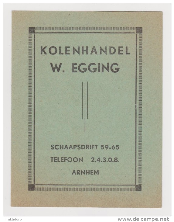 Brochure Kolenhandel W. Egging Te Arnhem 1935 - Coal Trade - Antiguos