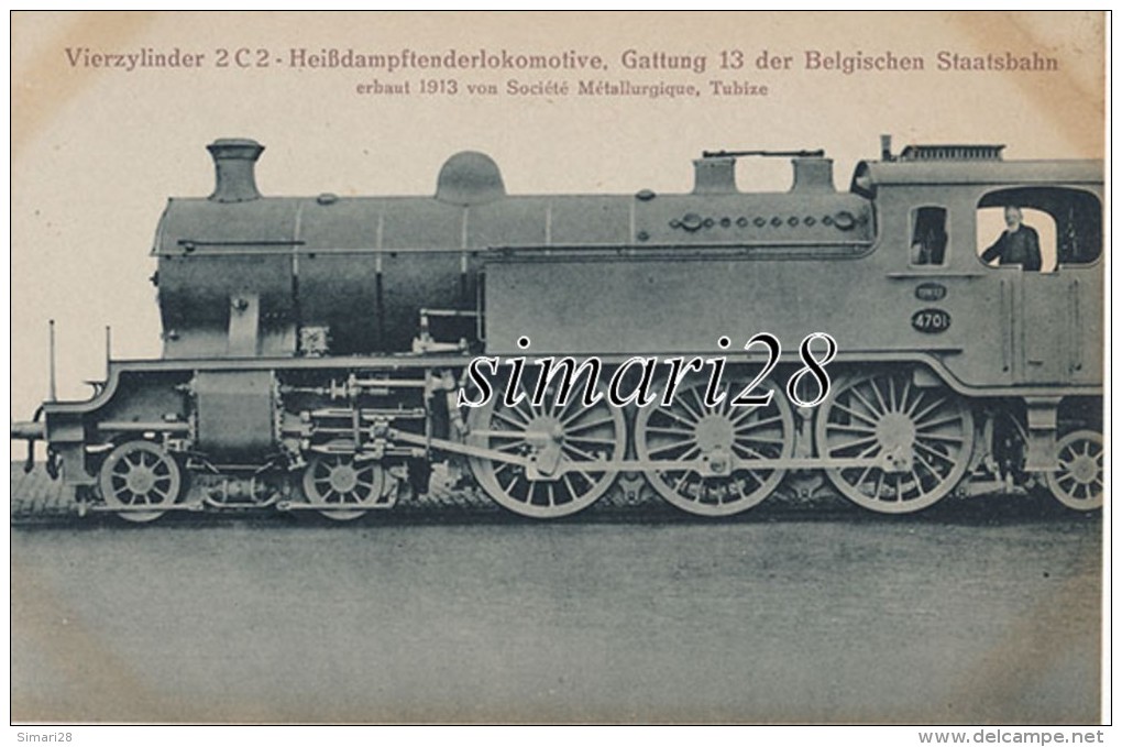 VIERZYLINDER 2 C 2 - HEIBDAMPFTENDERLOKOMOTIVE, GATTUNG 13 DER BELGISCHEN STAATSBAHN - ERBAUT 1913 VON SOCIETE METALLURG - Trains