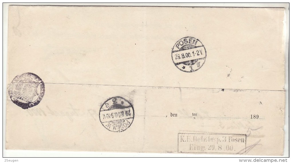 POLAND / GERMAN ANNEXATION 1900  LETTER  SENT FROM  MIEDZYRZECZ  TO  POZNAN - Lettres & Documents