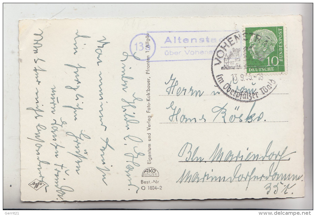 8481 LEUCHTENBERG, Panorama, 1955, Landpoststempel "Altenstadt über Vohenstrauß" - Neustadt Waldnaab