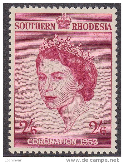 SOUTHERN RHODESIA, 1954  2/6d CORONATION MLH - Zuid-Rhodesië (...-1964)