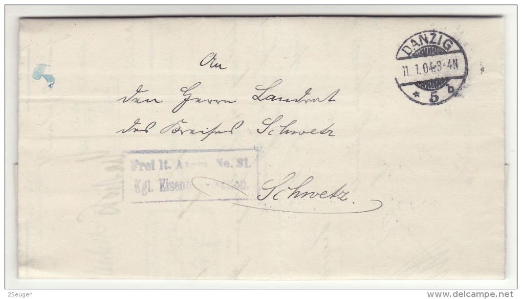 POLAND / GERMAN ANNEXATION 1904   LETTER  SENT FROM  GDANSK  TO  SWIECIE - Briefe U. Dokumente