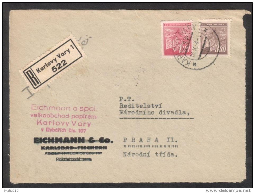 C01513 - Czechoslovakia (1945) Karlovy Vary 1, R-letter (Only The Front Page Of The Letter!) - Briefe U. Dokumente