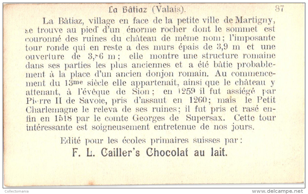 9 Cards  Karten, Carte, Tres Bien, Cailler´s Chocolat Au Lait - Suisse ( Zwitserland , Schweiz ) ED Kantons Approx 1930 - Autres & Non Classés