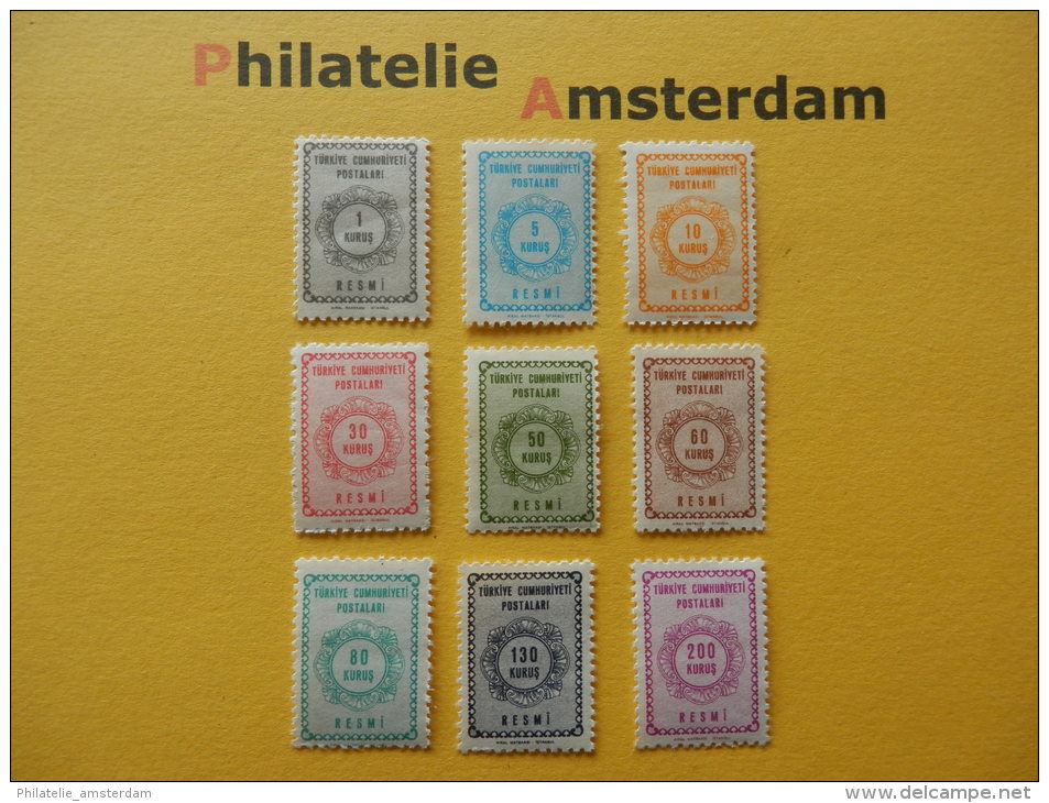 Turkey 1964, SERVICE / OFFICIAL / DIENST: Mi 91-99, ** - Official Stamps