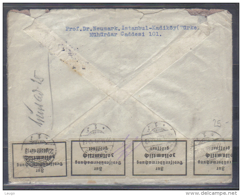 Turkey Censored Cover Posted 1939 Galata Istambul  To Hannover , Condition See Scan - Covers & Documents