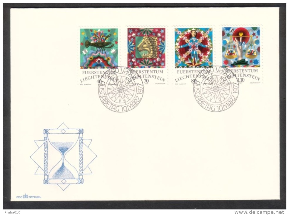 C01638 - Liechtenstein / First Day Cover (1977) 9490 Vaduz: Zodiac Signs (Crab, Lion, Maiden, Scales) - Astrology