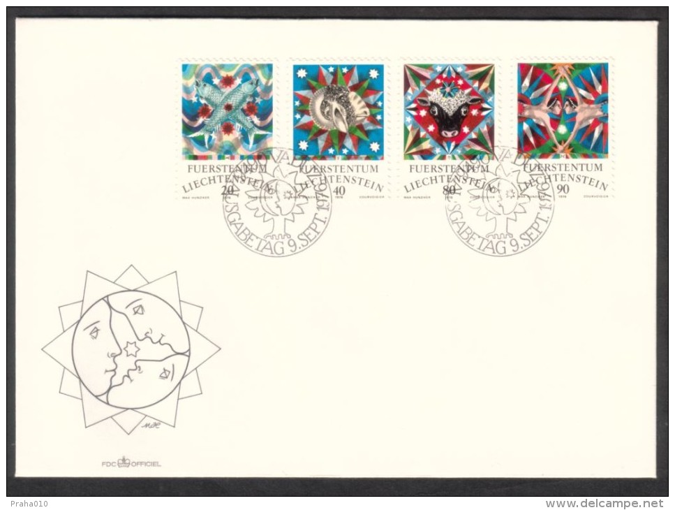 C01639 - Liechtenstein / First Day Cover (1977) 9490 Vaduz: Zodiac Signs (Fish, Ram, Bull, Twins) - Astrologie