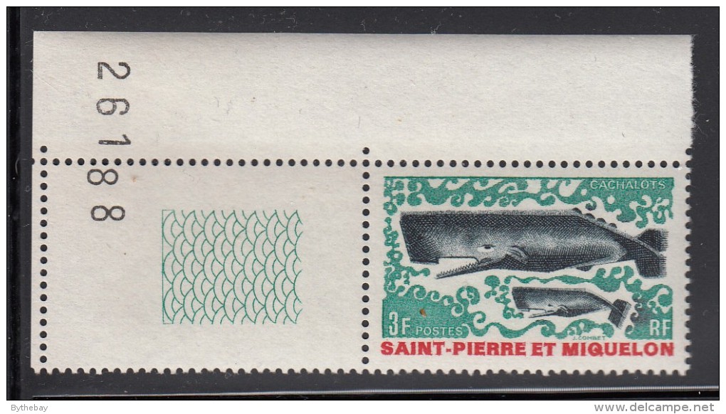 St Pierre Et Miquelon MNH Scott #390 3fr Sperm Whale, Margin Copy - Neufs