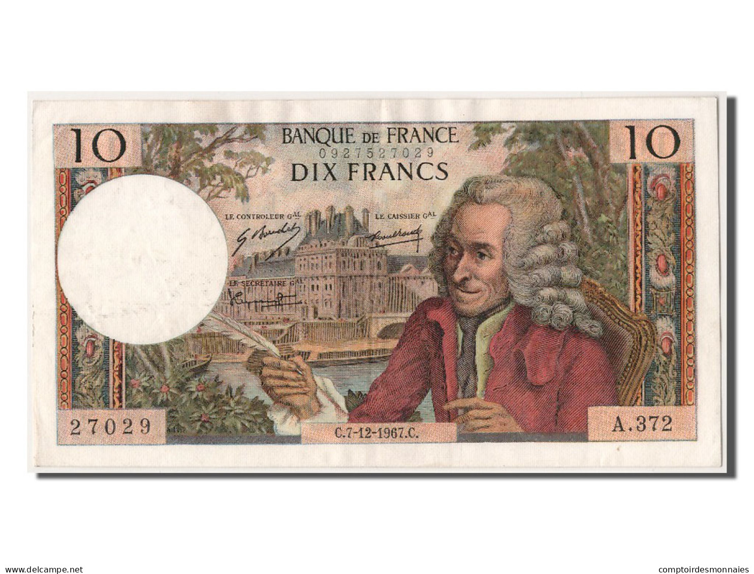 Billet, France, 10 Francs, 10 F 1963-1973 ''Voltaire'', 1967, 1967-12-07, SUP - 10 F 1963-1973 ''Voltaire''