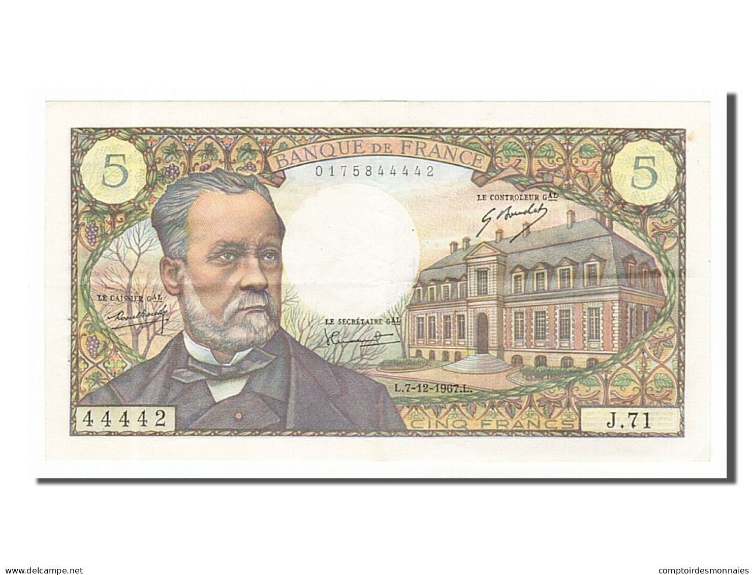 Billet, France, 5 Francs, 5 F 1966-1970 ''Pasteur'', 1967, 1967-12-07, SUP - 5 F 1966-1970 ''Pasteur''