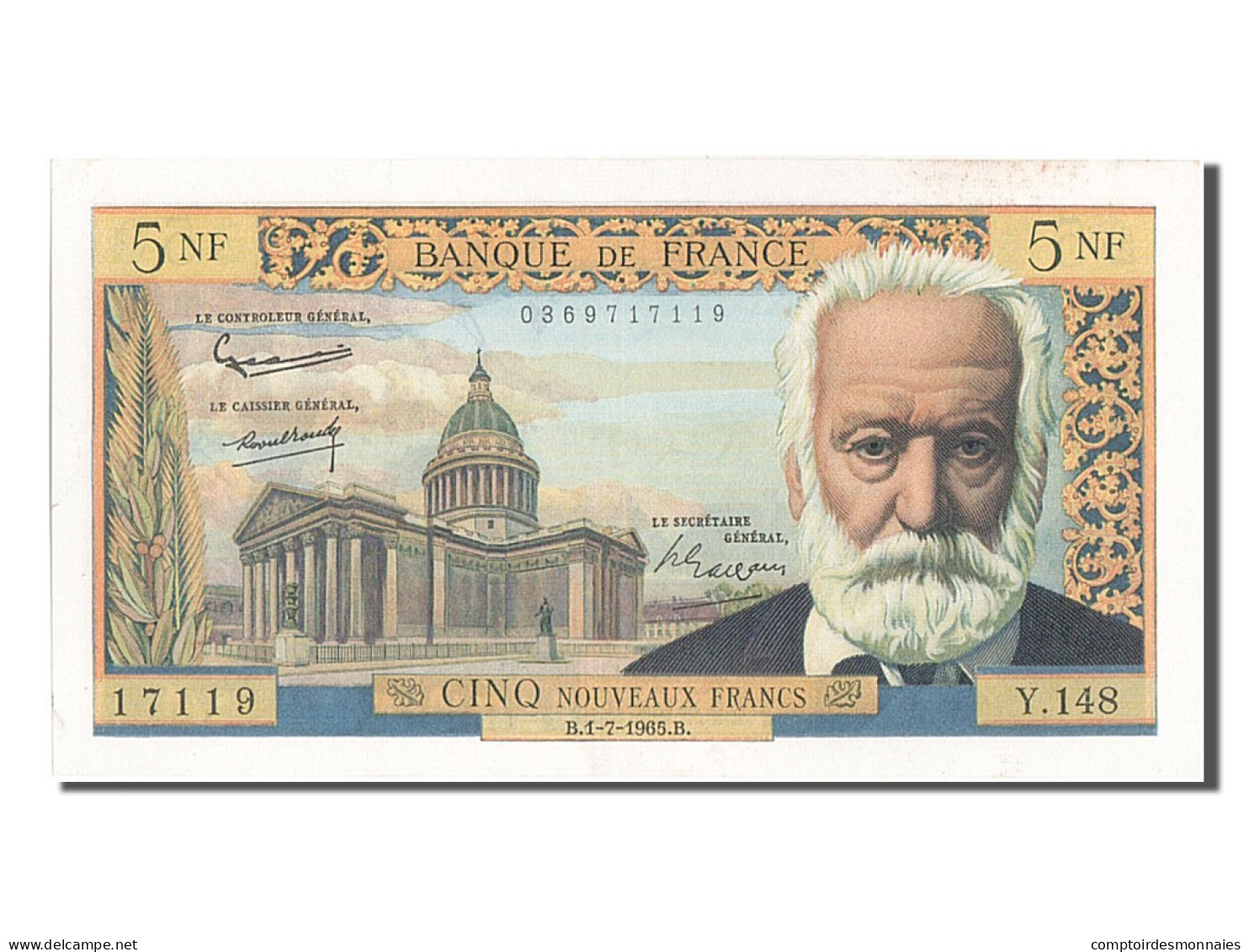 Billet, France, 5 Nouveaux Francs, 5 NF 1959-1965 ''Victor Hugo'', 1965 - 5 NF 1959-1965 ''Victor Hugo''