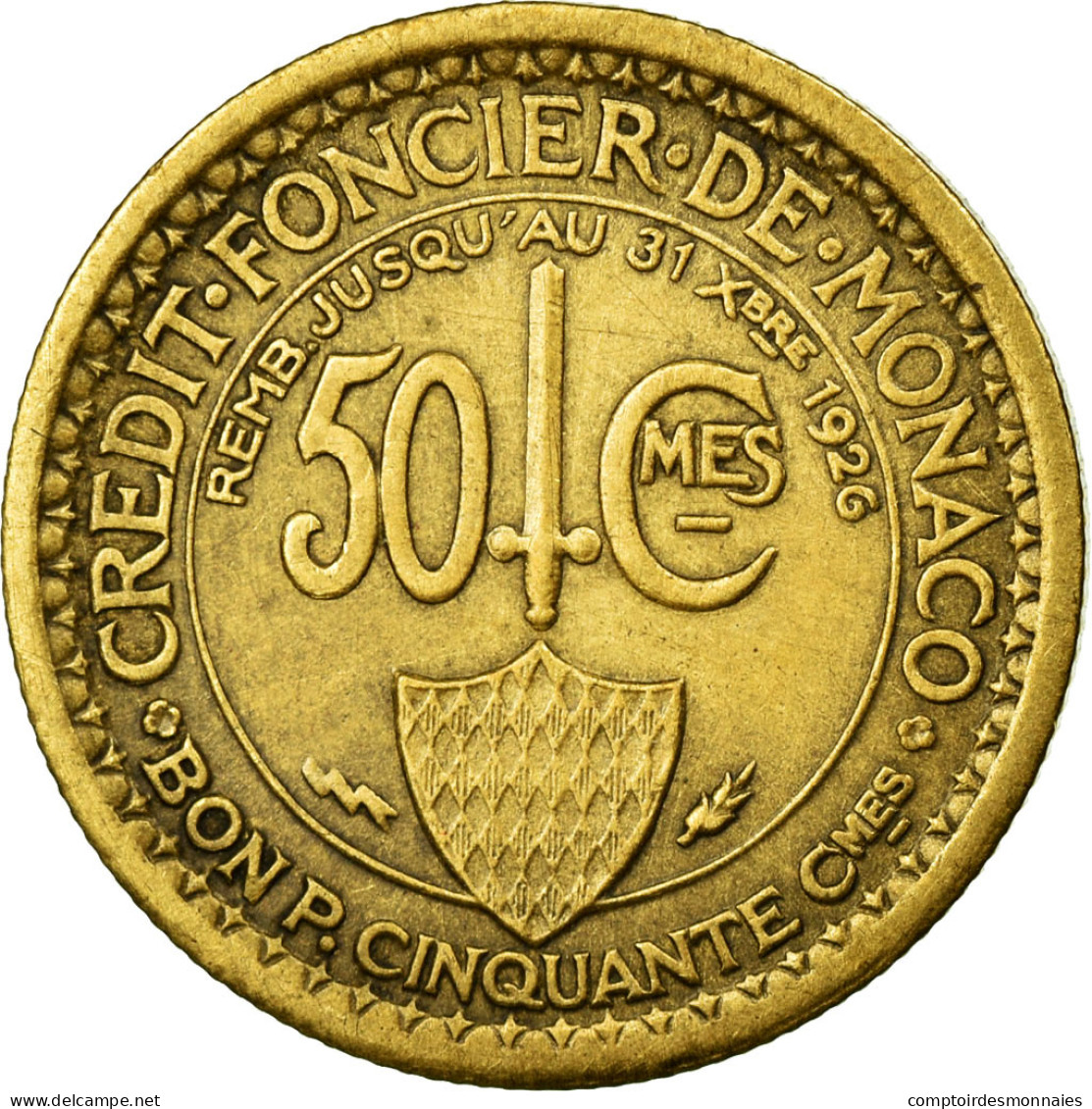 Monnaie, Monaco, Louis II, 50 Centimes, 1924, Poissy, SUP+, Aluminum-Bronze - 1922-1949 Luigi II