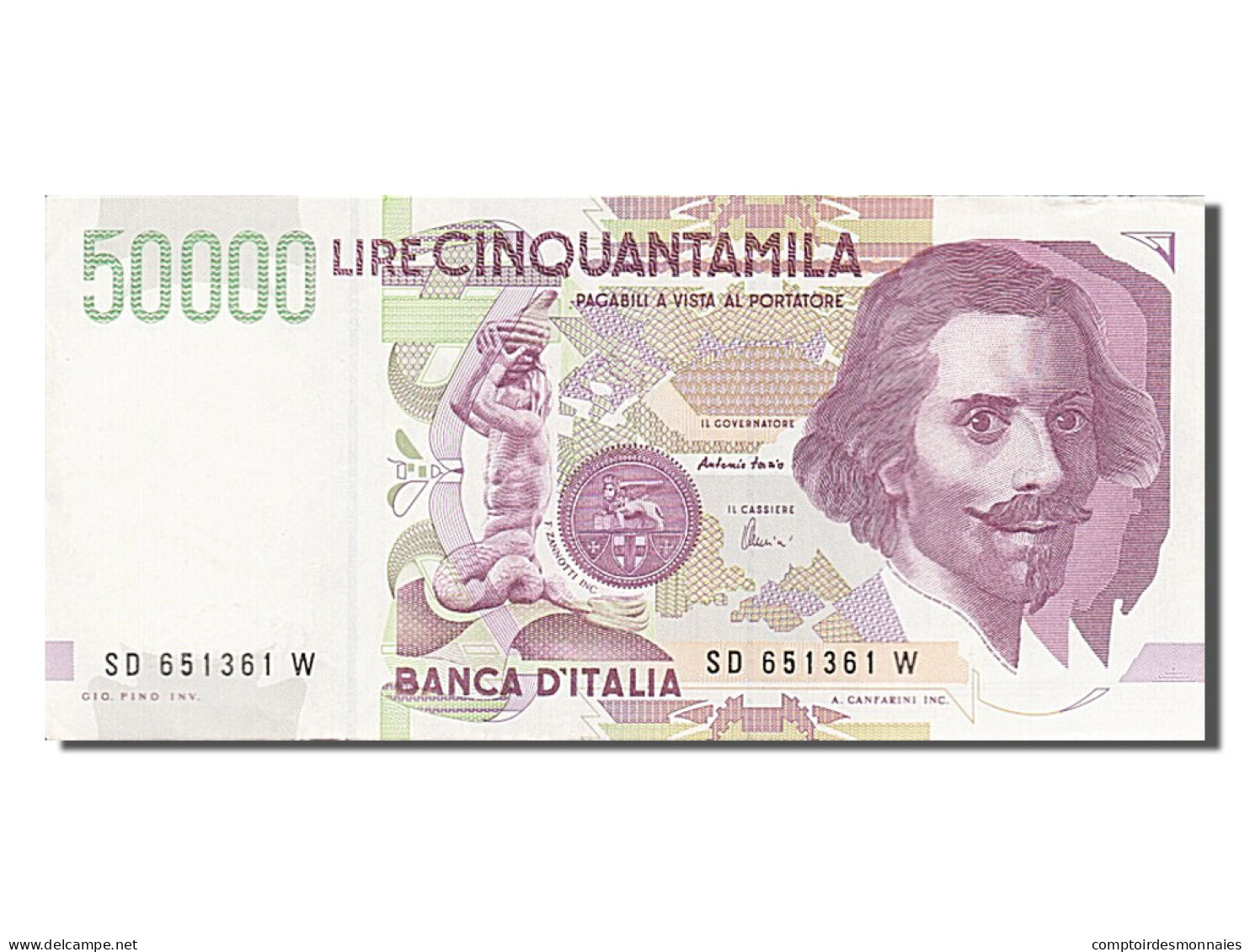 Billet, Italie, 50,000 Lire, 1992, SUP - 50000 Liras