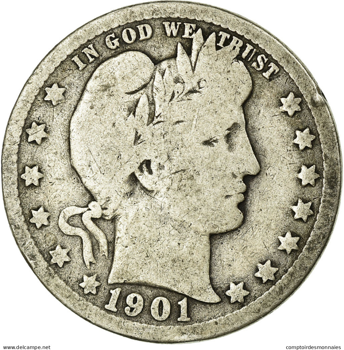 Monnaie, États-Unis, Barber Quarter, Quarter, 1901, U.S. Mint, New Orleans, B+ - 1892-1916: Barber