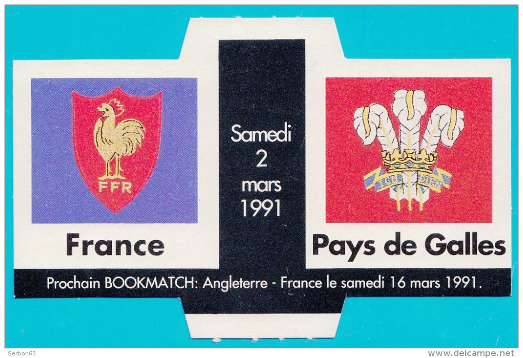 FDJ FRANCAISE DES JEUX FFR RUGBY PLV 12X7,7 Cm BOOKMATCH FRANCE PAYS DE GALLES SAMEDI 02 MARS 1991 PUBLICITE GRATTAGE - Werbung