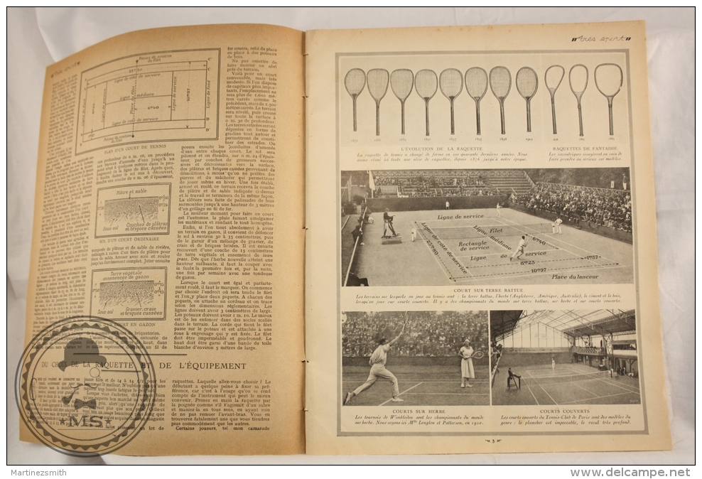 La Bibliotheque Très Sport, 1920s Magazine Supplement - Tennis - Old Pictures Of Suzanne Lenglen - 20 Pages - 1900 - 1949
