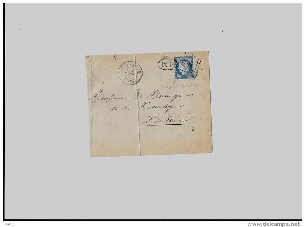 POSTE FERROVIAIRE - Bureaux En GareGIRONDE ( 32 ) &ndash; LANGONLSI  - 10gr. - Tarif à 25c.  (1.9.1871/31.12.1875)T.à D. - Railway Post