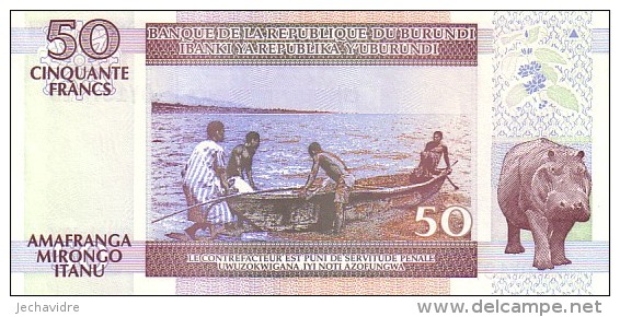 BURUNDI   50 Francs  Daté Du 01-11-2007   Pick 36 G           ***** BILLET  NEUF ***** - Burundi