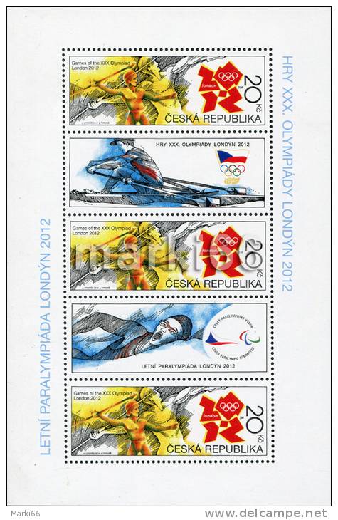 Czech Republic - 2012 - XXX Summer Olympic And Paraolympic Games In London - Mint Miniature Sheet - Unused Stamps