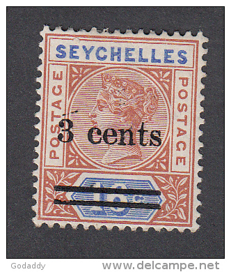 Seychelles 1901  3c On 10c  SG37   MH - Seychelles (...-1976)