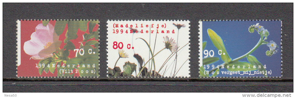 Nederland 1994 Nr 1601-1603 Natuur En Milieu Flowersm Roos, Madeliefje, Vergeet Mij Niet - Ongebruikt