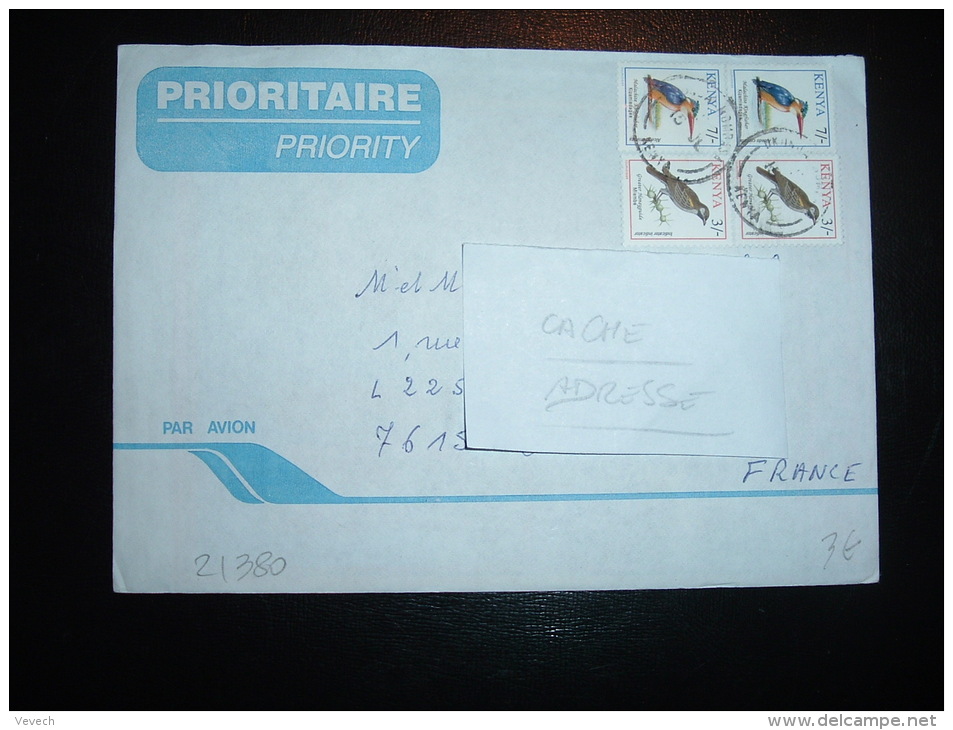 LETTRE PAR AVION POUR FRANCE TP OISEAUX 7 X2 + 3 X2 OBL. AVEC SA CORRESPONDANCE CP MAASAI - Kenya (1963-...)