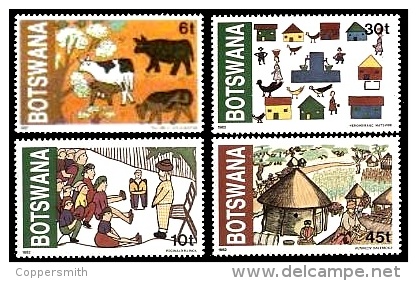 (079) Botswana  1982  Children Drawings / Enfants / Peintures / Kinderzeichnungen ** / Mnh  Michel 291-94 - Botswana (1966-...)