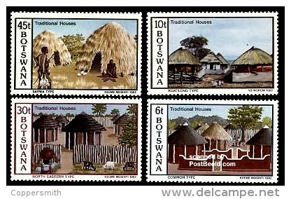 (080) Botswana  1982  Culture / Houses / Habitat / Edifices / Häuser  ** / Mnh  Michel 295-98 - Botswana (1966-...)