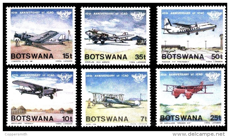 (090) Botswana  1983  Flight / Voile / Planes / Avions / Flugzeuge  ** / Mnh  Michel 345-50 - Botswana (1966-...)