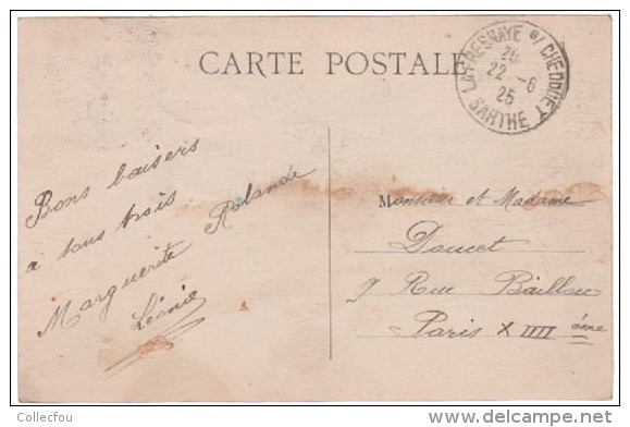 Cpa : LA FRESNAYE-SUR-CHÉDOUET, Bas Du Bourg, Belle Animation, Commerces, 1925. Voir Description Détaillée. - La Fresnaye Sur Chédouet