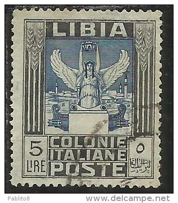 LIBIA 1921 PITTORICA LIRE 5 USATO USED - Libye