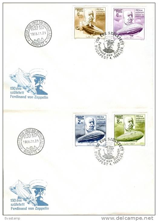 HUNGARY - 1988. FDC Set - Count Ferdinand Von Zeppelin I. MI : 3942-3945 - FDC