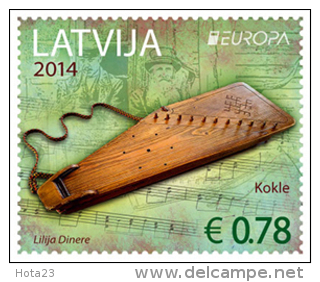 Latvia 2014 Europe CEPT   The National Musical Instruments - ( KOKLE ) Lute , Bagpipes MNH - 2014