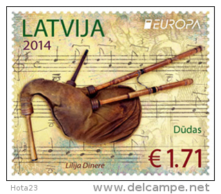 Latvia 2014 Europe CEPT   The National Musical Instruments - ( KOKLE ) Lute , Bagpipes MNH - 2014