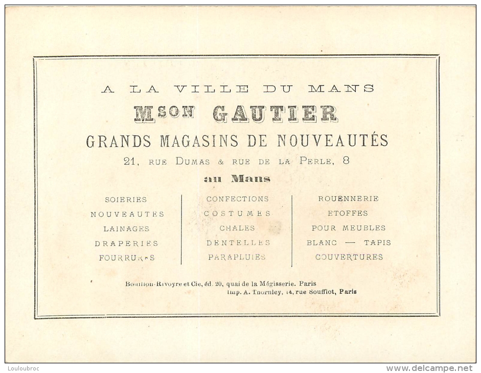 CHROMO A LA VILLE DU MANS MAISON GAUTIER EDIT. BOUILLON RIVOYRE EXPO UNIVERSELLE 1878 AMERIQUE CENTRALE - Altri & Non Classificati