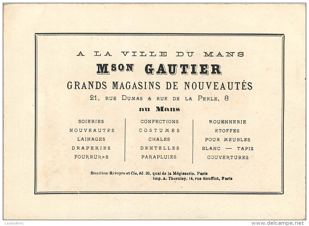 CHROMO A LA VILLE DU MANS MAISON GAUTIER EDIT. BOUILLON RIVOYRE EXPO UNIVERSELLE 1878  ESPAGNE - Altri & Non Classificati