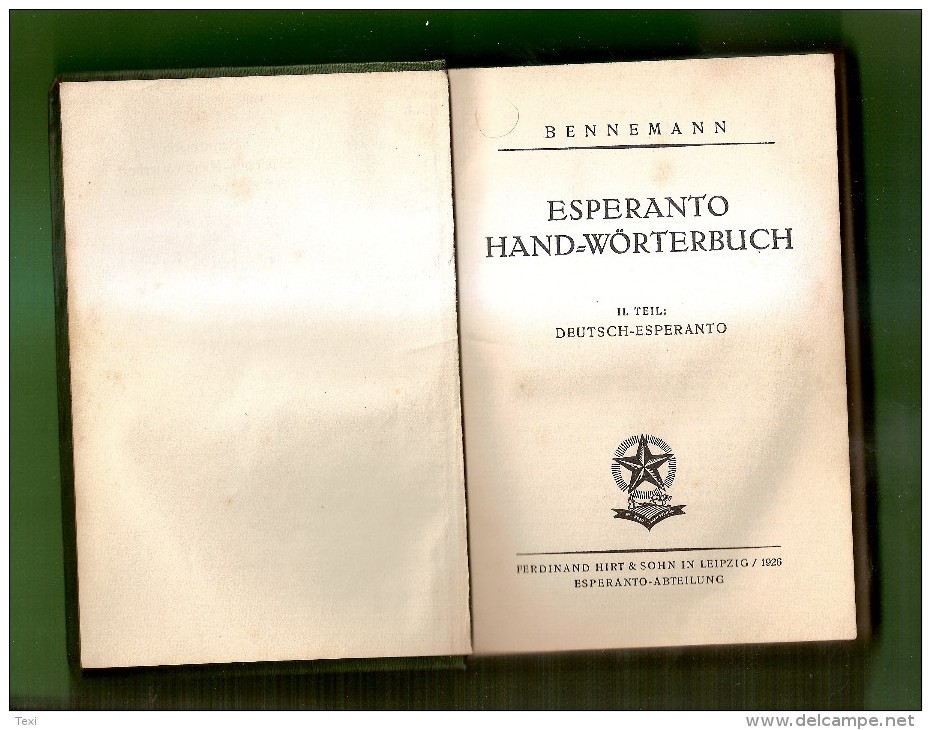 ESPERANTO HAND - WÖRTERBUCH  II.TEIL  DEUTSCH-ESPERANTO VON PAUL BENNEMANN - Woordenboeken