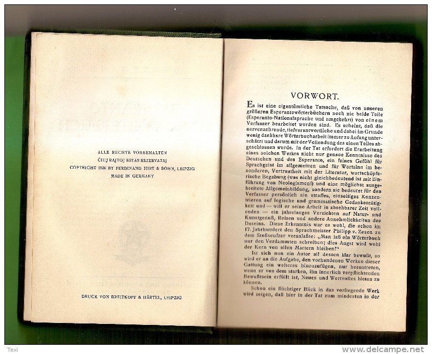 ESPERANTO HAND - WÖRTERBUCH  II.TEIL  DEUTSCH-ESPERANTO VON PAUL BENNEMANN - Dizionari