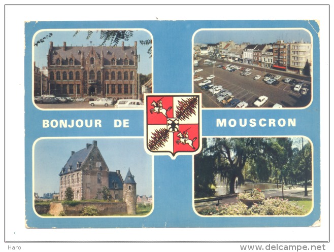 Bonjour De MOUSCRON - Carte 4 Vues Avec Blason (Y296) - Moeskroen