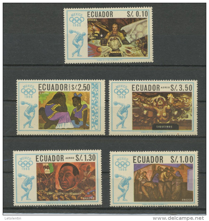 EQUATEUR : TABLEAUX - J.O. MEXICO - N° Yvert 775/776+PA 469/471 ** - Equateur