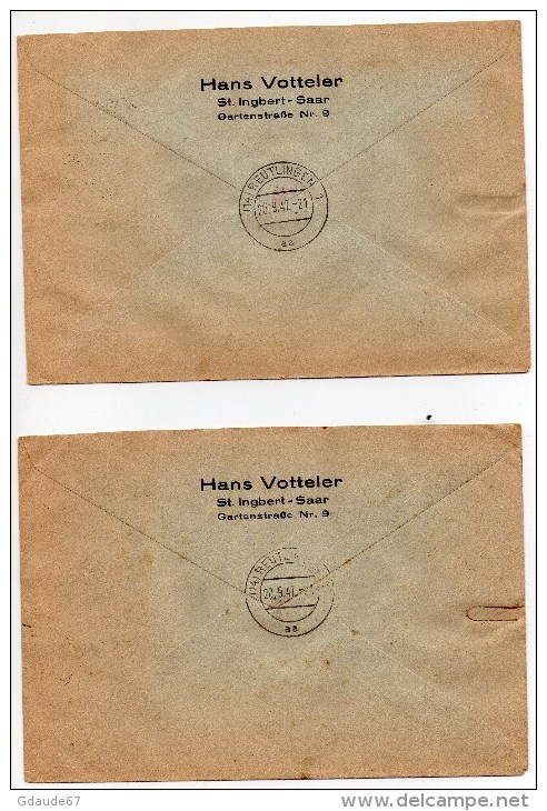 1947 - 4 ENVELOPPES RECOMMANDEES De ST INGBERT - SAAR - Other & Unclassified