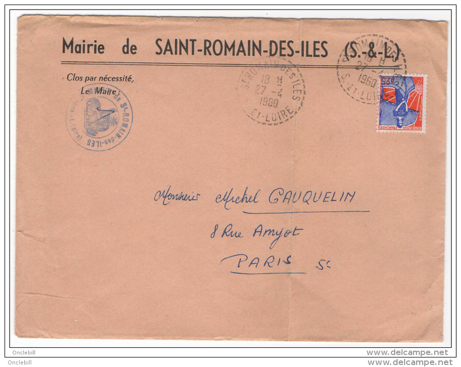 Saint Romain Des Iles Saone Et Loire Enveloppe En-tête Mairie 1960  Très Bon état - Non Classés