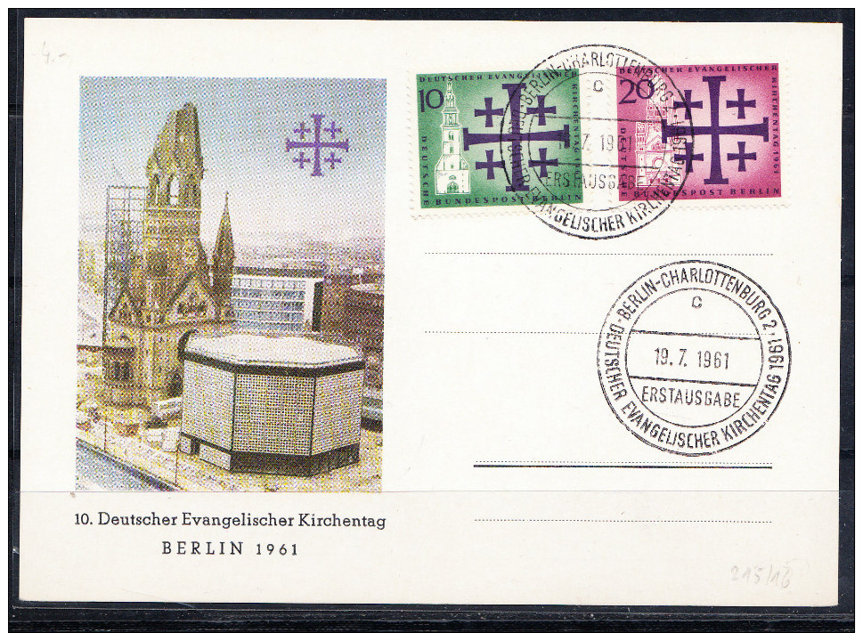 ALEMANIA 1961 . DIA DE LA IGLESIA EVANGELICA ALEMANA.TARJETA PRIMER DIA .SES 1947 - Cristianismo