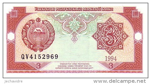 OUZBEKISTAN    3 Som   Daté De 1994   Pick 74        ***** BILLET  NEUF ***** - Usbekistan