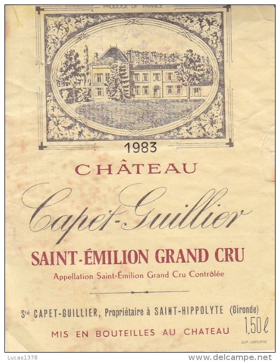 MAGNUM DE CHATEAU CAPET GUILLIER 1983 / SAINT EMILION GC - Bordeaux