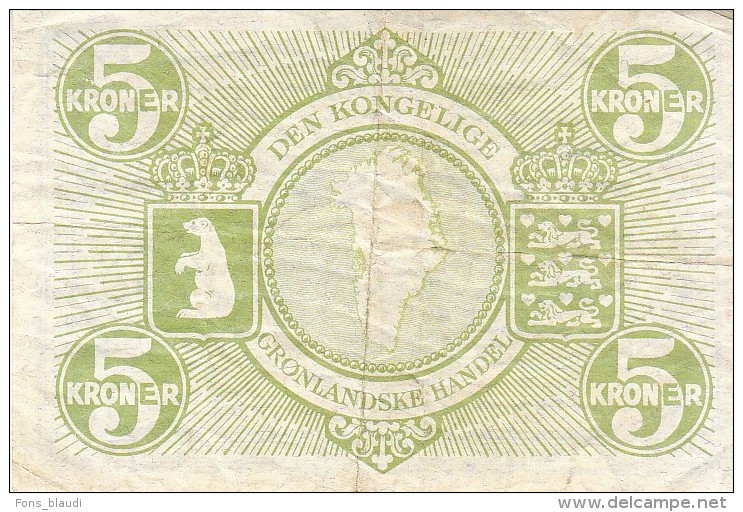 Groënland - Greenland : Billet De 5 Kroner Du Type De 1953 Bon état.- FRANCO DE PORT - Groenland