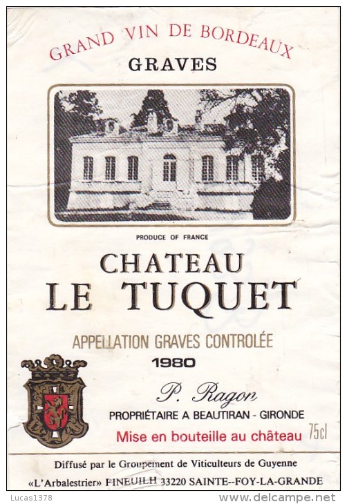 CHATEAU LE TUQUET 1980  / GRAVES - Bordeaux